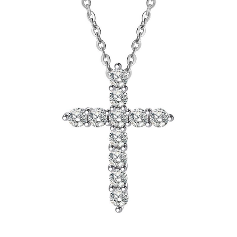 Collana con Ciondolo a Croce in Argento Sterling 925 per Donna con Intarsio in Zirconia Stile Religioso Geometrico Gioielli di Moda