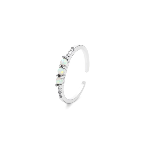 S925 Sterling Silver White Opal Toe Ring For Women Minimalist Zirconia Adjustable Open Finger Ring Bohemian Jewelry Gift