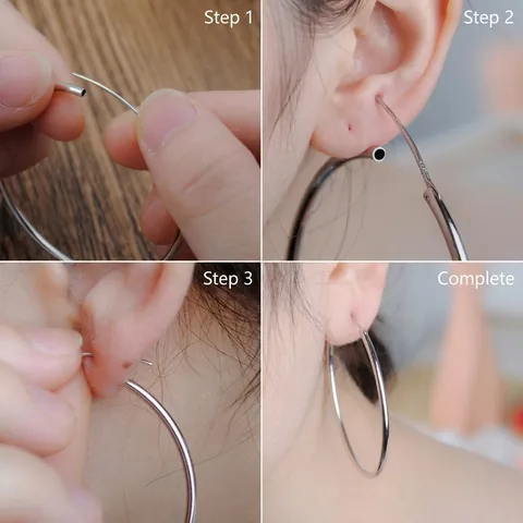 925 Sterling Silver Hoop Earrings For Women Minimalist Geometric Round Circle Earrings High Polished Silver Jewelry Accessory