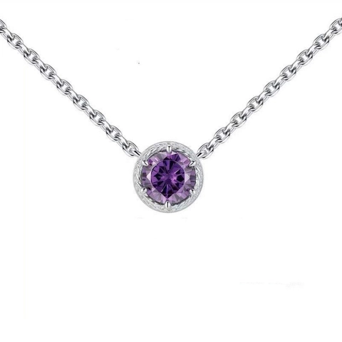 Collana con Pendente Portafortuna in Argento Sterling 925 per Donna Tondo Zirconia Corona Cuore Collana con Cavo Intrecciato Gioielli