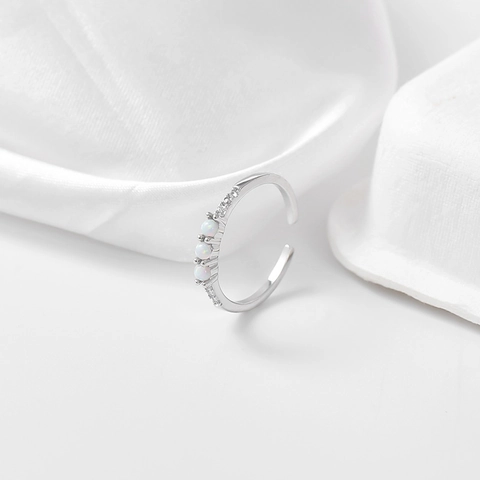 S925 Sterling Silver White Opal Toe Ring For Women Minimalist Zirconia Adjustable Open Finger Ring Bohemian Jewelry Gift