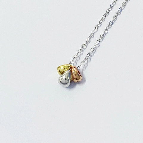 Minimalist 925 Sterling Silver Tri-Color Water Drop Pendant Necklace Elegant Small Gold Bean Clavicle Chain For Women Jewelry