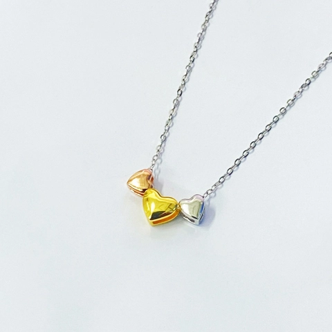 S925 Sterling Silver Three-Tone Heart Pendant Necklace Simple Geometric Fashion Jewelry Clavicle Chain For Women Gift