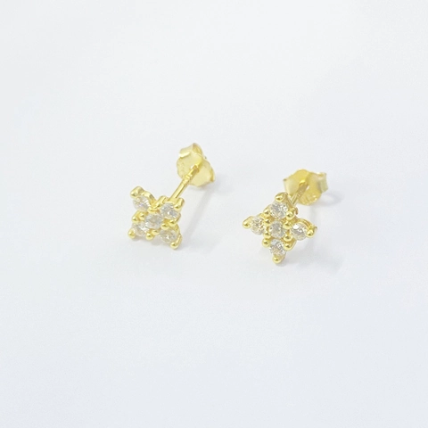 925 Sterling Silver Flower Stud Earrings Simple Zirconia Floral Ear Piercing Minimalist Fashion Jewelry For Women Gift