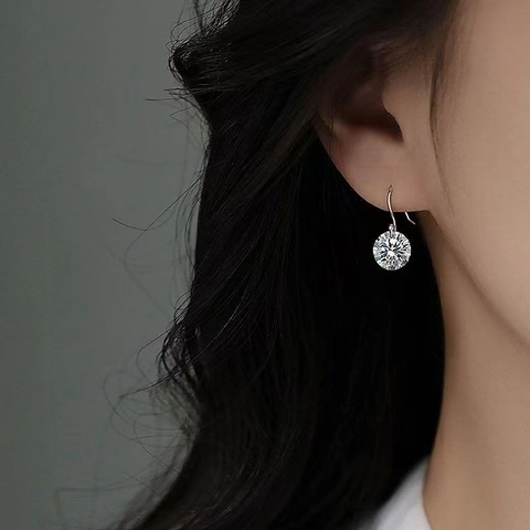 925 Sterling Zilver Zirconia Oorhaken Oorbellen Voor Vrouwen Rond Geslepen Minimalistische Mode Sieraden Dagelijks Elegante Zilveren Oorbellen