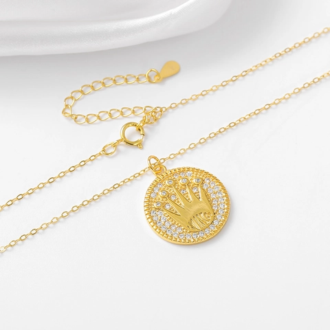 925 Sterling Zilveren Kroon Koning Hanger Ketting Hip Hop Stijl Ingelegde Zirconia Ketting Voor Dames Heren Sieraden