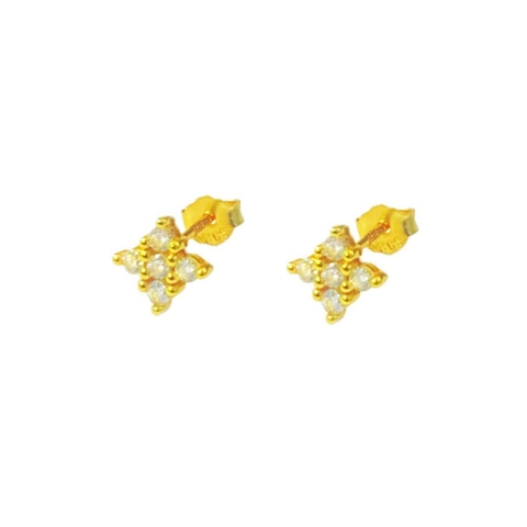 925 Sterling Silver Flower Stud Earrings Simple Zirconia Floral Ear Piercing Minimalist Fashion Jewelry For Women Gift