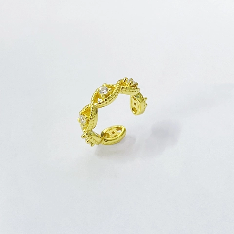 S925 Sterlingsilber Geometrisch Gedreht Seil Ohrclip Für Damen Vergoldet Hohl Geschnitten Zirkonia Eingelegt Ohrringe Modeschmuck