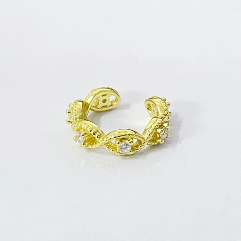 S925 Sterlingsilber Geometrisch Gedreht Seil Ohrclip Für Damen Vergoldet Hohl Geschnitten Zirkonia Eingelegt Ohrringe Modeschmuck