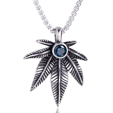 Collana Con Pendente a Foglia d'Acero in Acciaio Inossidabile Vintage per Uomo Donna Gioielli Foglia Hip Hop Con Strass Regalo
