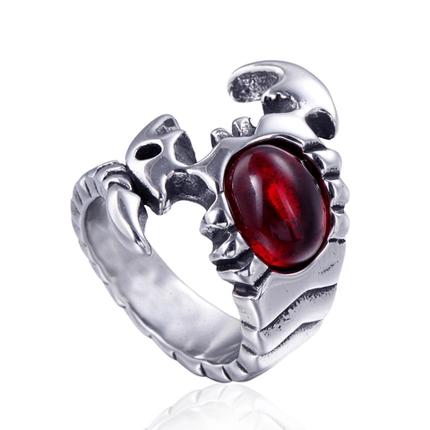 Anillo de Escorpión de Acero Inoxidable Vintage Hombre Acero de Titanio Punk Gótico Joyería de Dedo con Diamantes de Imitación