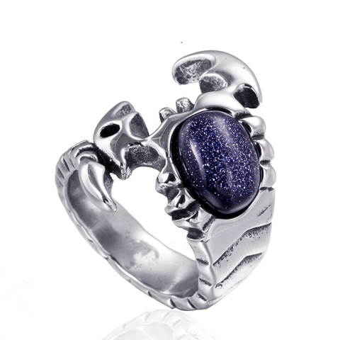 Anillo de Escorpión de Acero Inoxidable Vintage Hombre Acero de Titanio Punk Gótico Joyería de Dedo con Diamantes de Imitación