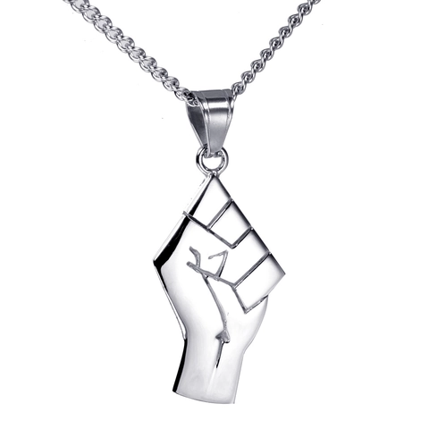 Collar Con Colgante de Puño de Poder de Acero Inoxidable Joyería Hip Hop Rock Oro Plata Colgante Hombre Regalo