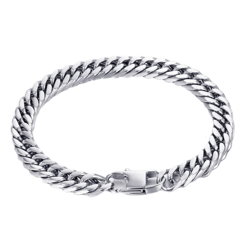 Herren Polierte Edelstahl Panzerkette Armband Westlicher Stil Heavy Metal Silber Kette Armband Schmuck Für Den Alltag Party