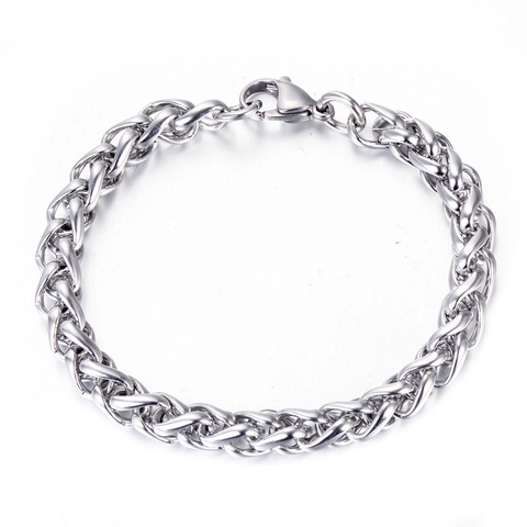 Herren Poliert Edelstahl Weizenkette Armband Silber Farbe Franco Link Geflochten Hand Schmuck Minimalistisch Stil Geschenk Zubehör