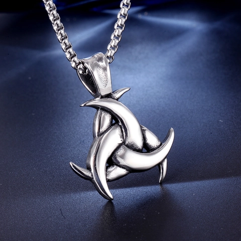 Collana con Ciondolo Triplo Corno di Odino in Acciaio Inossidabile Vintage da Uomo Gioielli Hip Hop Stile Vichingo Solo Ciondolo Senza Catena