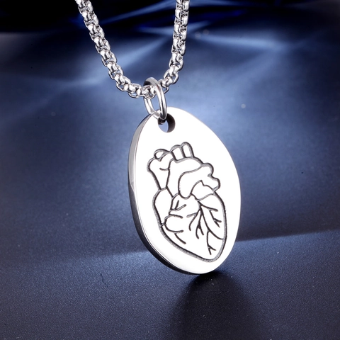 Ciondolo Solo Senza Catena in Acciaio Inossidabile 316 Cuore Anatomico Gothic Punk Fascino Organo Medico Gioielli Unisex
