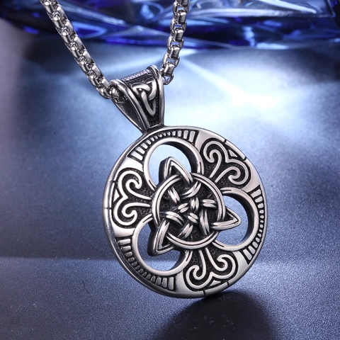 Colgante Nudo Celta Vikingo Solo (Sin Cadena) Vintage Acero Inoxidable Triquetra Amuleto Nórdico Hombre Joyería