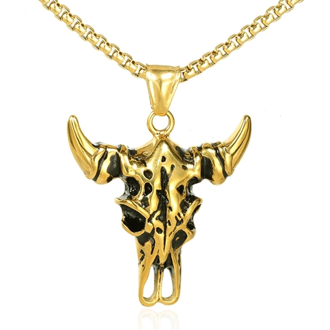 Stainless Steel Bull Skull Pendant Only Without Chain Retro Punk Gothic Animal Skeleton Pendant For Men Women Jewelry