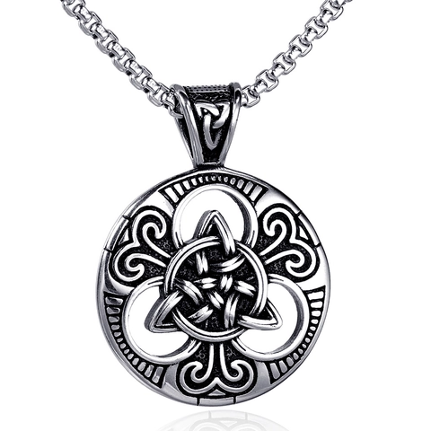 Colgante Nudo Celta Vikingo Solo (Sin Cadena) Vintage Acero Inoxidable Triquetra Amuleto Nórdico Hombre Joyería