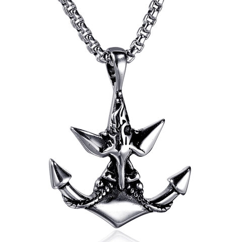 Ciondolo Ancora in Acciaio Inossidabile da Uomo Vintage Gothic Nautico Corda Distressed Collana Pendente Punk Rock Gioielli