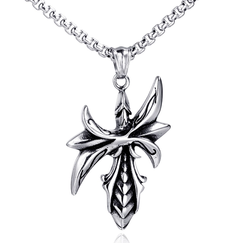 Vintage Gothic Drakenvleugel Kruis Hanger Voor Heren Dames Titanium Staal Hip Hop Punk Retro Sieraden Ketting Accessoire
