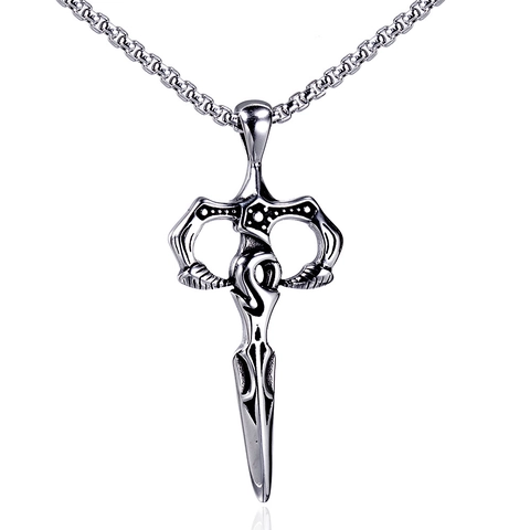 Ciondolo a Forma di Pugnale a Croce in Acciaio al Titanio Vintage per Uomo Donna Gothic Punk Spada Charm Gioielli Solo Ciondolo
