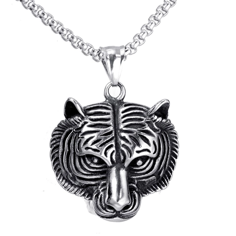 Vintage Tiger Head Titanium Steel Pendant Only Without Chain Retro Punk Men Domineering Animal Jewelry Accessory For Party
