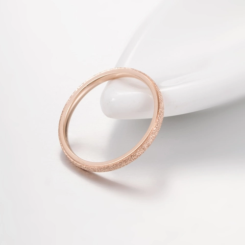 Minimalist Stainless Steel Matte Band Ring For Women Polished Inner Smooth Finger Ring Rose Gold Simple Fashion Jewelry Gift