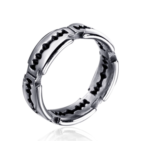 Anello a Lama di Rasoio in Acciaio Inossidabile 316L per Uomo Donna Punk Gothic Traforato Dente di Sega Vintage Gioielli