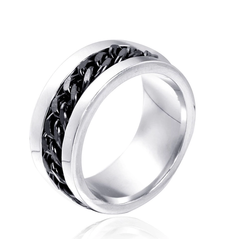 Anello Spinner in Acciaio Inossidabile per Uomo Donna Hip Hop Punk Maglia Cubana Anello a Fascia Rotante Gioielli Antistress