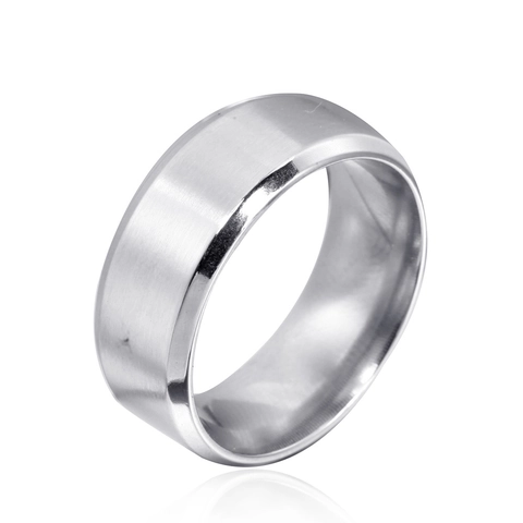 Anillo Minimalista de Acero Inoxidable Cepillado Mate para Hombre Mujer Banda Plana Ancha Borde Pulido Joyería de Moda Anillo