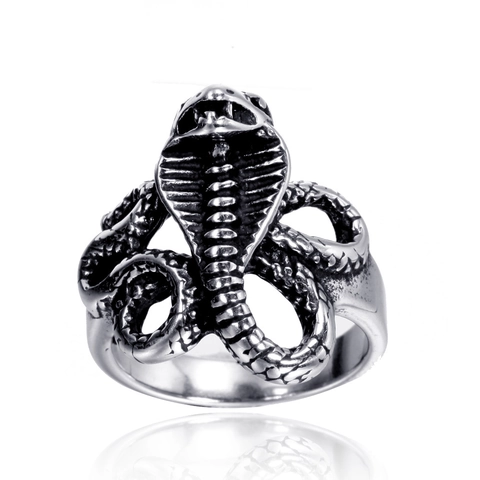 Anello Cobra in Acciaio Inossidabile Vintage per Uomo Punk Gotico Serpente Anello da Dito Gioielli Biker Anello Personalizzato a Forma di Animale