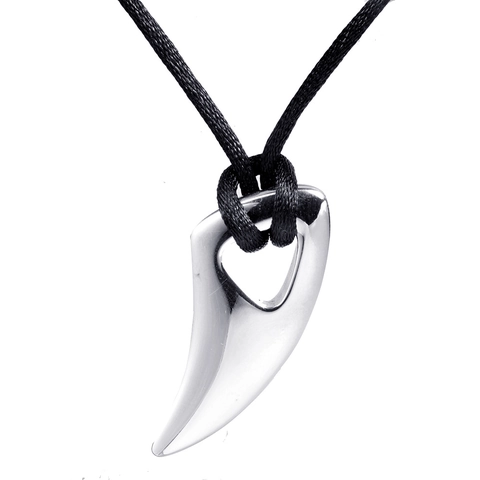 Collar de Colgante de Colmillo de Acero Inoxidable con Cuerda Negra Forma de Cuerno Garra Estilo Hip Hop Joyería para Hombre Mujer