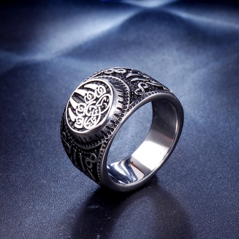 Anillo Vikingo Vintage con Garra de Oso para Hombre de Acero de Titanio con Nudo Celta Retro Tótem Nórdico Punk Joyería