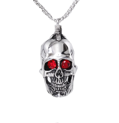 Punk Stainless Steel Skull Pendant For Men Gothic Dominating Ghost Head Charm Jewelry Without Chain For Halloween Party