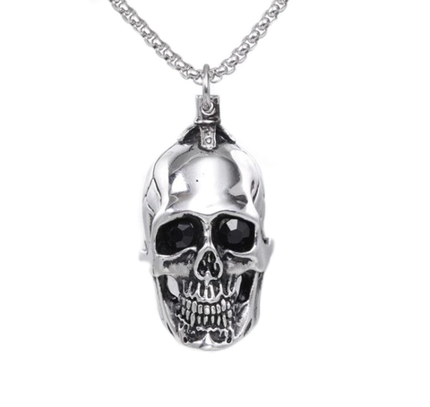 Punk Stainless Steel Skull Pendant For Men Gothic Dominating Ghost Head Charm Jewelry Without Chain For Halloween Party