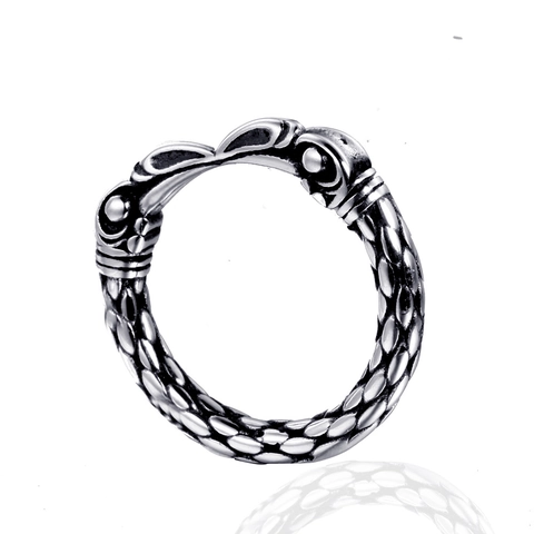 Anillo de Acero Inoxidable Vintage con Escamas en Relieve para Hombre Mujer Punk Gótico Cabeza de Pájaro Anillo de Dedo Joyería