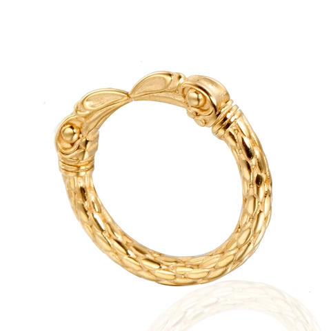 Anillo de Acero Inoxidable Vintage con Escamas en Relieve para Hombre Mujer Punk Gótico Cabeza de Pájaro Anillo de Dedo Joyería