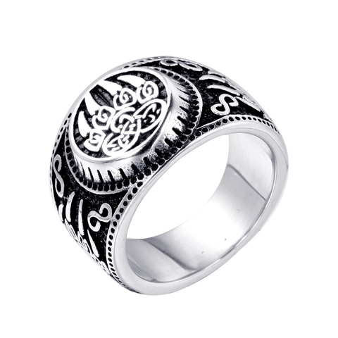 Anillo Vikingo Vintage con Garra de Oso para Hombre de Acero de Titanio con Nudo Celta Retro Tótem Nórdico Punk Joyería