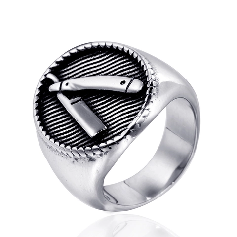 Anillo de Sello de Navaja de Afeitar de Acero de Titanio Vintage para Hombre Estilo Punk Retro Barbero Joyería Tallada 3D Regalo Personalizado