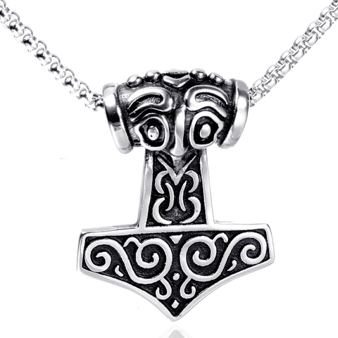 Colgante Solo Martillo de Thor de Acero Inoxidable Mitología Nórdica Vikingo Mjolnir Nudo Celta Joyas Punk para Hombre