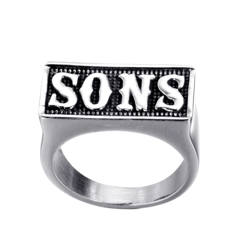 Anello con Sigillo Punk in Acciaio Inossidabile da Uomo Vintage Modello con Lettere a Rilievo Gioielli Biker Gotici Regalo per Lui