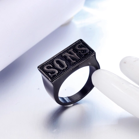Ανοξείδωτο Ατσάλινο Δαχτυλίδι Sons Letter Signet Για Άνδρες Punk Gothic Rock Biker Style Sons Of Anarchy Κοσμήματα