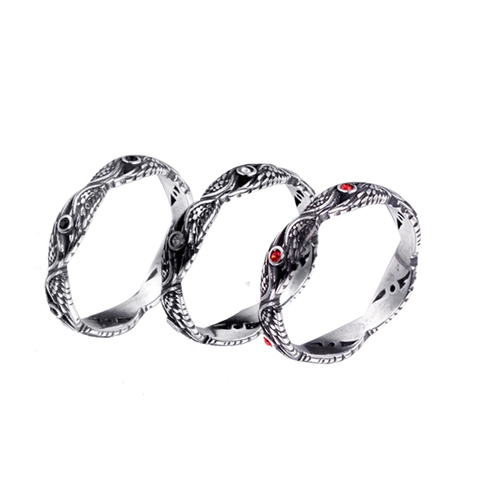 Anillo Vintage de Acero Inoxidable con Pluma y Strass para Hombre Mujer Gótico Geométrico Punk Ala Grabada Joyería Regalo