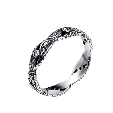 Anillo Vintage de Acero Inoxidable con Pluma y Strass para Hombre Mujer Gótico Geométrico Punk Ala Grabada Joyería Regalo