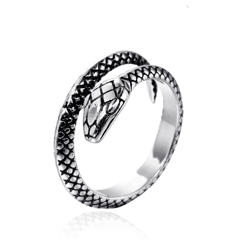 Anillo De Serpiente Vintage De Acero Inoxidable Para Hombre Mujer Punk Gótico Anillo Abierto Ajustable Textura Escamas Joyería