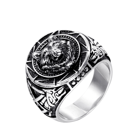 Anillo de Tótem de Cabeza de Lobo Vikingo Vintage para Hombre Mujer de Acero Inoxidable 316L Punk Hip Hop Joyería Regalo