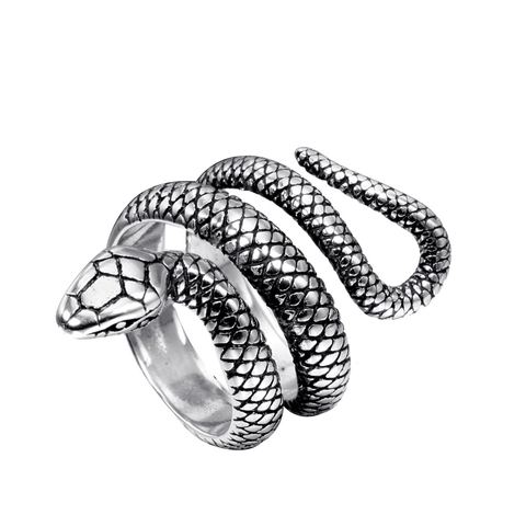 Anillo Envolvente de Serpiente de Acero Inoxidable Vintage Gothic Punk Textura de Escamas Pulido Para Hombre Mujer