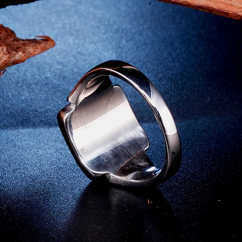 Anillo de Sello Cuadrado de Acero Inoxidable Pulido Minimalista para Hombre Mujer Punk Hip Hop Geométrico Anillo de Banda Plana Joyería Regalo